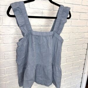 Juniors Large Blue Cotton Fashion Babydoll Tank Top
